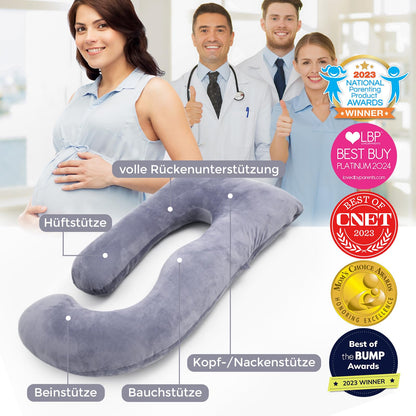 momcozy Schwangerschaftskissen U-Form - Kristallvelours 145cm