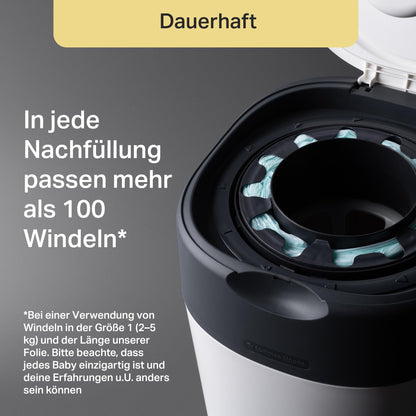 Tommee Tippee Twist & Click Windeleimer, Weiss, 6 Nachfüllkassetten