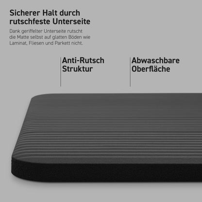MSPORTS Gymnastikmatte Premium 190 x 100 cm, schwarz, mit Tragegurt