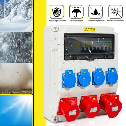 Randaco Wandverteiler FI/LS 5-polig Baustromverteiler CEE 16/32A