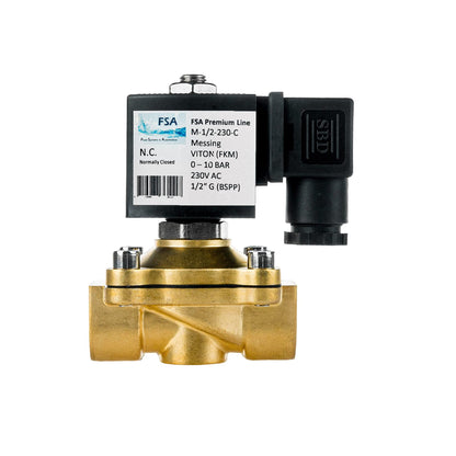 FSA Messing Magnetventil 1/2" 230V AC Viton stromlos geschlossen