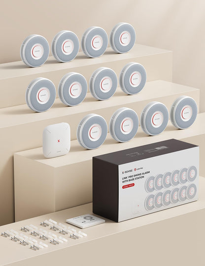 X-Sense Smarter WLAN Rauchmelder mit SBS50 Basisstation - 12er Set