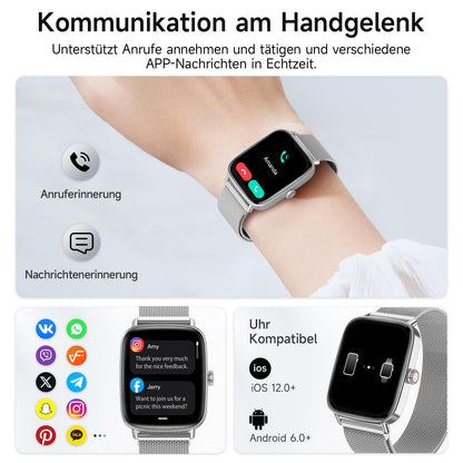 AEAC Smartwatch mit Telefonfunktion, 1,85-Zoll-HD, IP68 wasserdicht