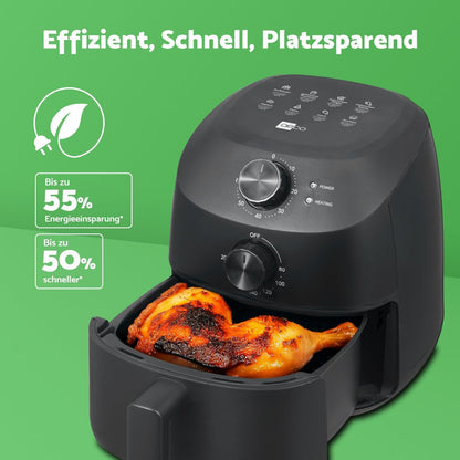 aeco Cube 2.0 Mini Airfryer – Heissluftfritteuse, 2 Liter, BPA-frei