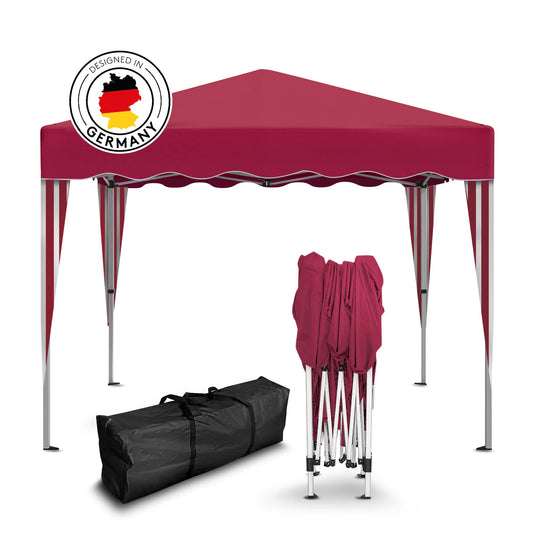 Kronenburg Faltpavillon Pavillon wasserdicht – Rot 3x3m. Roter, quadratischer 3x3m Faltpavillon für Wetterschutz im Außenbereich.