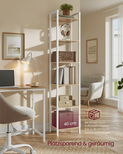 VASAGLE Bücherregal LLS101N01 mit 6 Ebenen, naturbeige-mattweiss