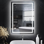 Trintion LED Badspiegel 70x50 cm mit Touch-Schalter und Anti-Beschlag, rechteckige Form mit abgerundeten Ecken