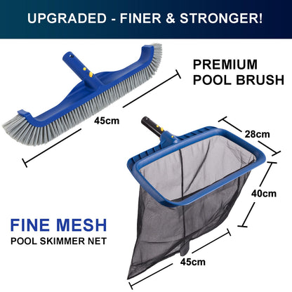 POOLAZA Pool Reinigungsset PK0940 – Kescher & 45 cm Poolbürste