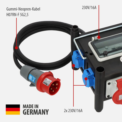 Brennenstuhl Kompakter Gummi-Stromverteiler CEE/Schuko FI-Schutz 2m