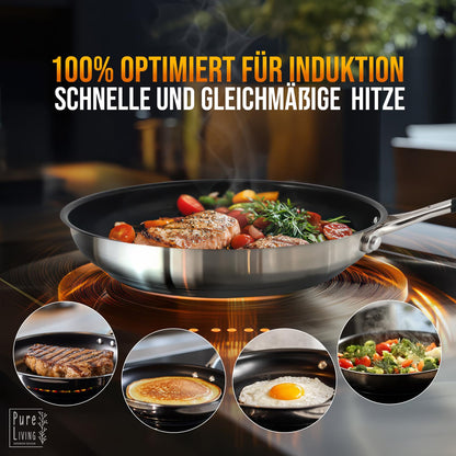 Profi Induktions-Bratpfannen-Set 20/28cm Edelstahl beschichtet