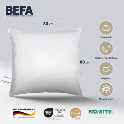BEFA NATUR Federkissen Kopfkissen Set 80x80 cm (2er)