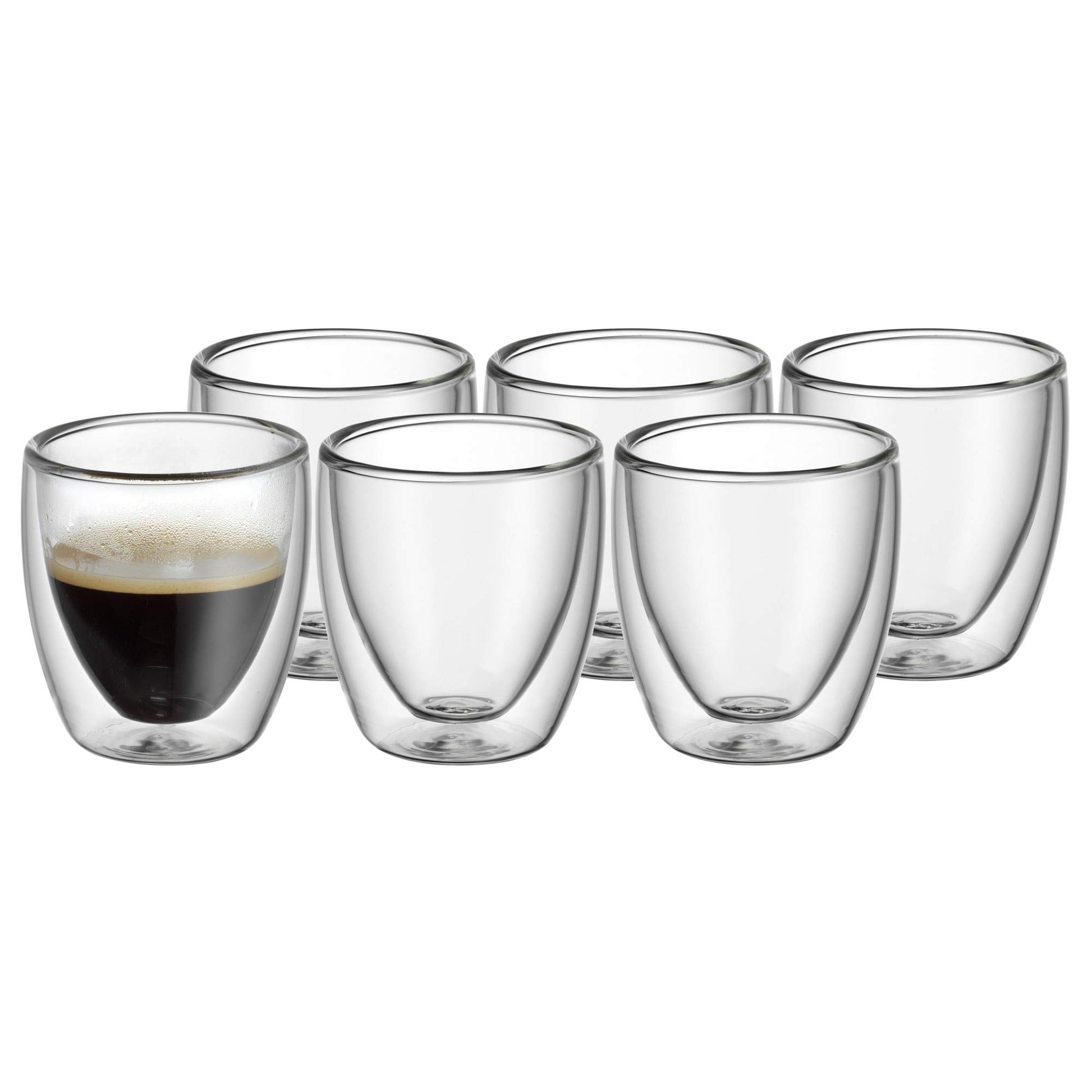 WMF Kult Espressogläser doppelwandig 6er-Set 80 ml aus Glas, transparent mit sichtbarer Doppelwand