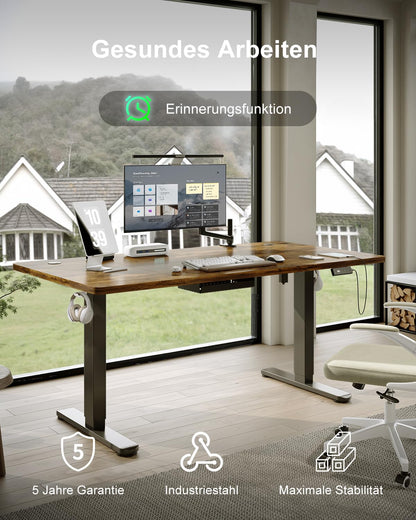 Devoko Steh-Sitz-Schreibtisch Elektrisch 160x80cm Vintage-Braun