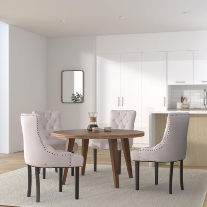 CLP Esszimmerstuhl Aberdeen Samt – Creme / Antik Holz