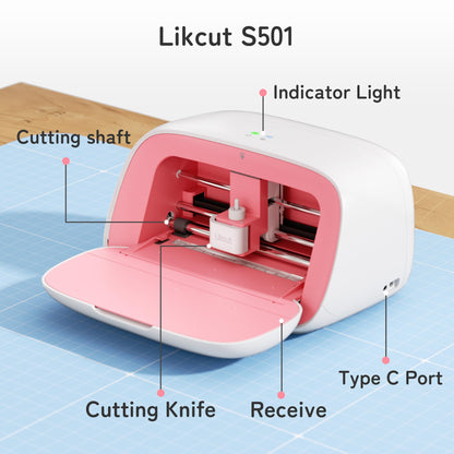 Likcut S501 Mini Schneideplotter für Vinyl & Textil - Rosa