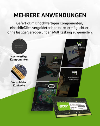 Acer SD100 8GB DDR4 SODIMM 3200MHz CL22 Arbeitsspeicher für Laptop
