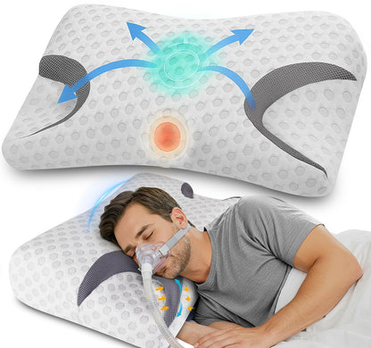 Hypuno CPAP Kissen Memory Foam, ergonomisches Nackenstützkissen mit Konturen und abnehmbarem Bezug