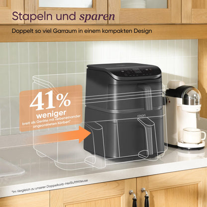 COSORI Airfryer Heissluftfritteuse 10,8 L, 2 Kammern, Silbergrau