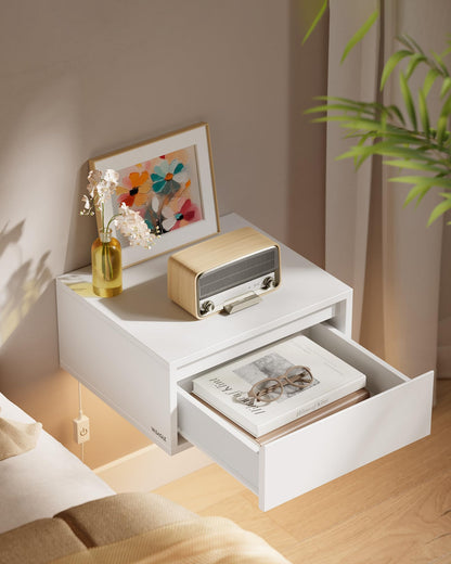 VASAGLE Nachttisch hängend 2er Set – Wolkenweiss LET854W01