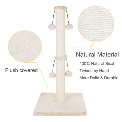 Dimaka Kratzbaum für Katzen, 74 cm, Sisal mit 4 Spielbällen, Beige