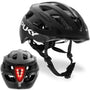 PUKY Helmet M Kinderhelm Schwarz, 54-58 cm, mit Licht-Modul – Fahrradhelm mit Lüftungslöchern und Polycarbonat-Schale