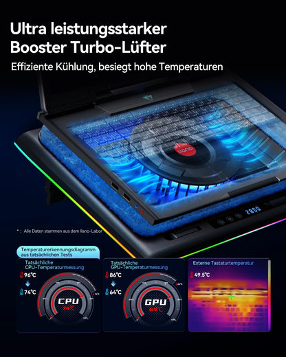 llano Gaming-Laptopkühler RGB Touch für 15-19 Zoll Notebooks