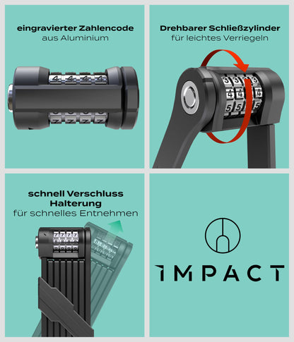 Impact PortaLock 15 Faltschloss Fahrrad Zahlenschloss 110cm