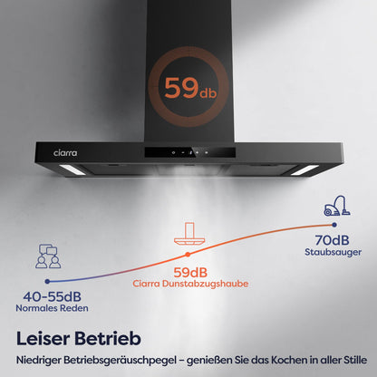 CIARRA CBCB9102-P Dunstabzugshaube 90cm Schwarz Umluft/Abluft
