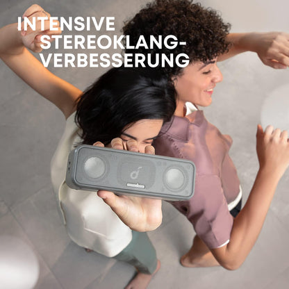 soundcore 3 Bluetooth-Lautsprecher mit Stereo-Sound und IPX7, Grau
