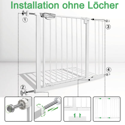 UISEBRT Türschutzgitter ohne Bohren, Auto-Close, 95-105 cm, weiss