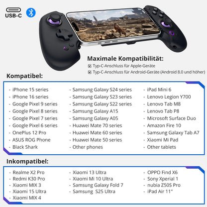 S9 Gaming Controller - Hall Effect, Bluetooth/USB-C Mobile