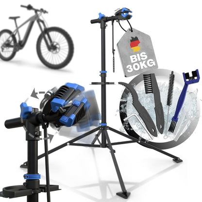 Tarpofix Fahrrad Montageständer bis 30 kg für E-Bike und Fahrrad mit 360° Klemmkopf und faltbarem Stahlgestell