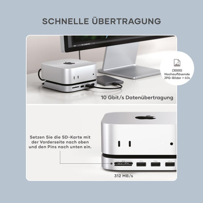 SATECHI Mac mini M4 Hub Stand NVMe SSD Dock - Silber