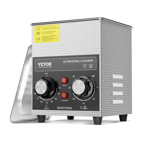 VEVOR Ultraschallreiniger 2 L mit Heiztimer und Edelstahlkorb, 60 W, Kammer aus Edelstahl 304