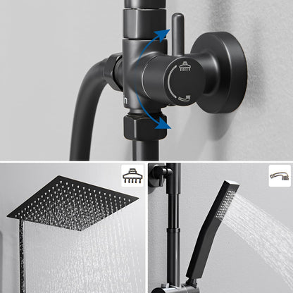 Auralum Regendusche Duschsystem ohne Armatur, Edelstahl Schwarz