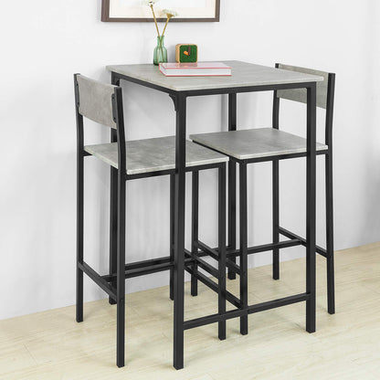 SoBuy OGT27-HG Bartisch Set mit 2 Stühlen Grau – 60x97x60 cm