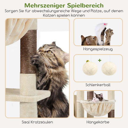 Globlazer Kratzbaum F83 XXL 213cm für grosse Katzen - Beige