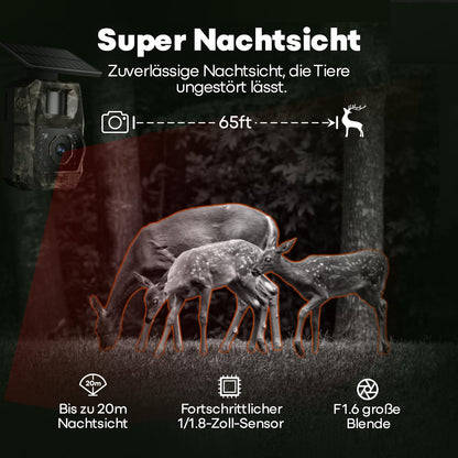 MAXDONE PH970S Wildkamera 4K 64MP mit Solar, WLAN und Nachtsicht
