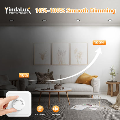 YindaLux LED Einbaustrahler 230V dimmbar 5W IP44 schwarz 10er Set