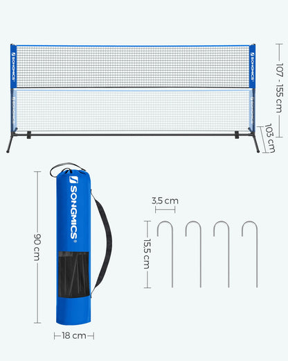 SONGMICS Badmintonnetz Volleyballnetz 5 m höhenverstellbar blau