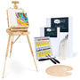 Artina Madrid 30tlg Kofferstaffelei Set – Acryl Malset: Braune, faltbare Holz-Kofferstaffelei mit Acrylmalset.