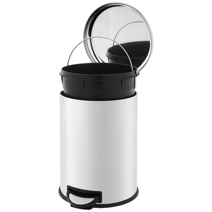 Amazon Basics Tret-Mülleimer rund, Edelstahl, 20 l, silberfarben