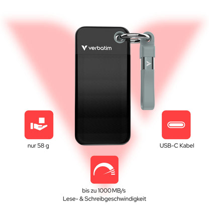 Verbatim Pocket SSD 1 TB Externe SSD - Schwarz/Grau