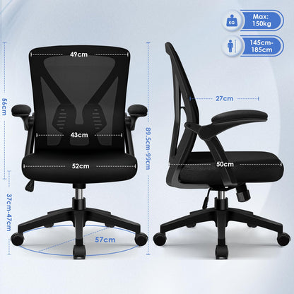 Hinonde Bürostuhl – Ergonomisch, Netzstoff, klappbare Armlehnen