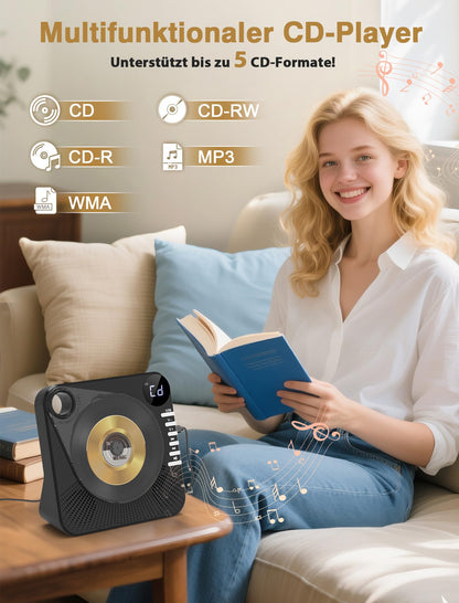 Greadio CD Player mit Bluetooth 5.1, Lautsprecher und Fernbedienung