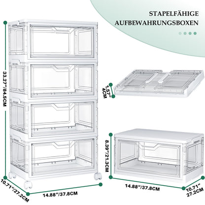 StowBin Aufbewahrungsbox mit Deckel, 4-stöckig, stapelbar, transparent