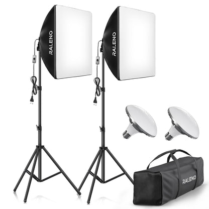 RALENO 2x 50W LED Softbox Fotostudio Set - 50x50 cm