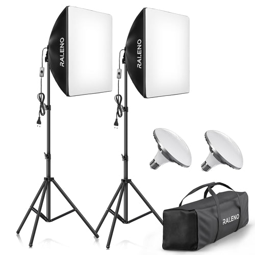 RALENO 2x 50W LED Softbox Fotostudio Set - 50x50 cm