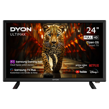 DYON ULTIMAX 24F-TI 24 Zoll Full-HD Smart TV Tizen OS. Schwarzer Flachbildschirm für Medienwiedergabe und Smart TV Funktionen.