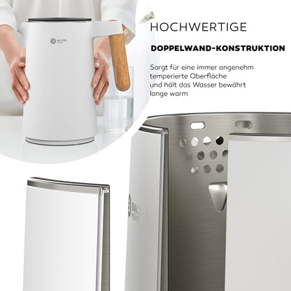 Balter Edelstahl Wasserkocher WK-08 mit Temperatureinstellung, weiss